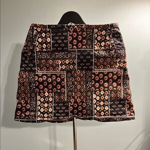 Hollister Black and Orange Mini Skirt with Geometric Design